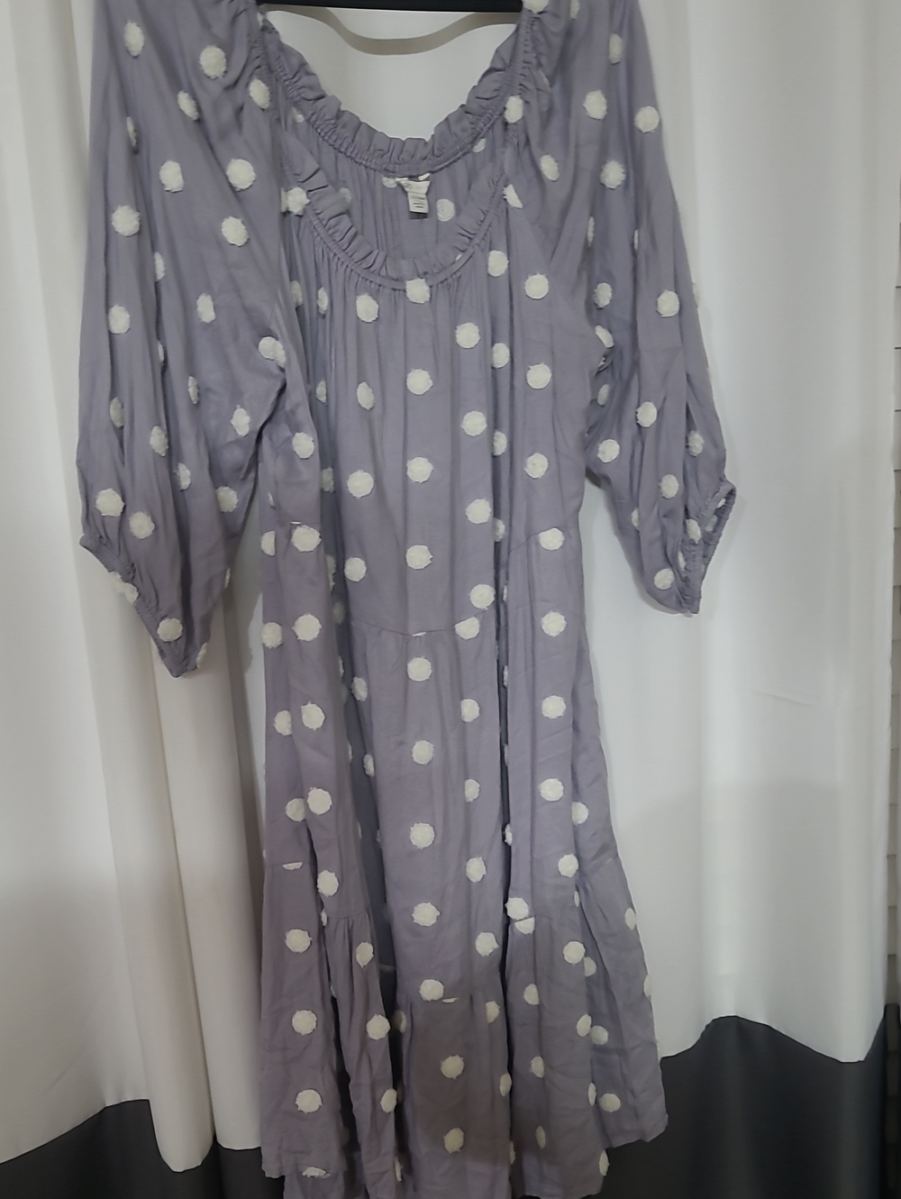 Cato Lavender Polka Dot Tiered Midi Dress